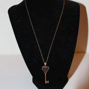 Yellow Gold Plated Over Sterling Silver Mom Heart Key Pendant